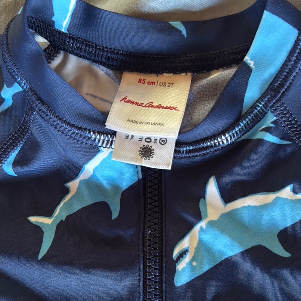 Hanna Andersson Blue Shark Pattern Rashguard - Picture 3 of 4